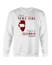 IOWA GIRL LIVING IN ILLINOIS WORLD Crewneck Sweatshirt thumbnail