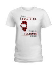 IOWA GIRL LIVING IN ILLINOIS WORLD Ladies T-Shirt thumbnail
