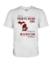 PUERTO RICAN GIRL LIVING IN MICHIGAN WORLD V-Neck T-Shirt tile