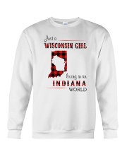 WISCONSIN GIRL LIVING IN INDIANA WORLD Crewneck Sweatshirt thumbnail