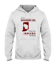 WISCONSIN GIRL LIVING IN INDIANA WORLD Hooded Sweatshirt thumbnail