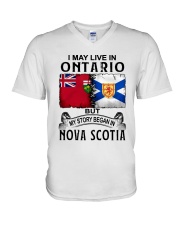 LIVE IN ONTARIO BEGAN IN NOVA SCOTIA V-Neck T-Shirt thumbnail