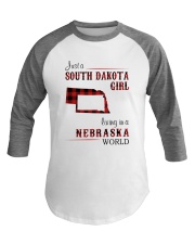 SOUTH DAKOTA GIRL LIVING IN NEBRASKA WORLD Baseball Tee tile