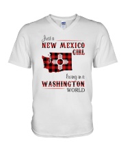 NEW MEXICO GIRL LIVING IN WASHINGTON WORLD V-Neck T-Shirt thumbnail