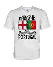 LIVE IN ENGLAND BEGAN IN PORTUGAL V-Neck T-Shirt tile
