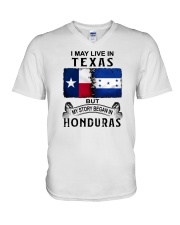 LIVE IN TEXAS BEGAN IN HONDURAS V-Neck T-Shirt tile