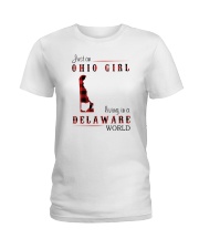 OHIO GIRL LIVING IN DELAWARE WORLD Ladies T-Shirt thumbnail