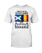 LIVE IN SCOTLAND BEGAN IN ROMANIA Classic T-Shirt tile