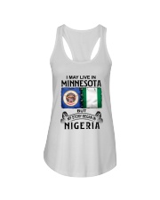 LIVE IN MINNESOTA BEGAN IN NIGERIA Ladies Flowy Tank tile