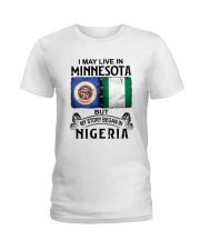 LIVE IN MINNESOTA BEGAN IN NIGERIA Ladies T-Shirt tile