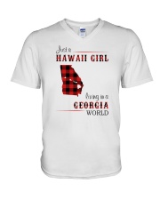 HAWAII GIRL LIVING IN GEORGIA WORLD V-Neck T-Shirt thumbnail