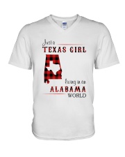 TEXAS GIRL LIVING IN ALABAMA WORLD V-Neck T-Shirt thumbnail