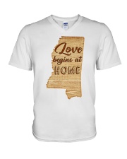 Mississippi Love Begins At Home V-Neck T-Shirt tile