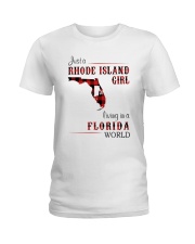 RHODE ISLAND GIRL LIVING IN FLORIDA WORLD Ladies T-Shirt thumbnail