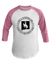WYOMING GIRL LIVING IN NEW MEXICO WORLD Baseball Tee thumbnail