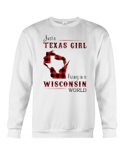 TEXAS GIRL LIVING IN WISCONSIN WORLD Crewneck Sweatshirt thumbnail