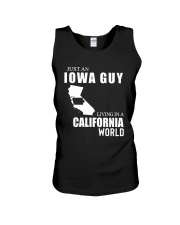 JUST AN IOWA GUY LIVING IN CALIFORNIA WORLD Unisex Tank thumbnail