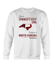 CONNECTICUT GIRL LIVING IN NORTH CAROLINA WORLD Crewneck Sweatshirt tile