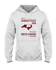 CONNECTICUT GIRL LIVING IN NORTH CAROLINA WORLD Hooded Sweatshirt tile