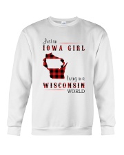 IOWA GIRL LIVING IN WISCONSIN WORLD Crewneck Sweatshirt thumbnail