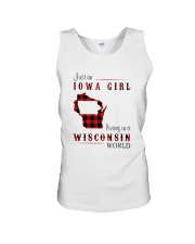 IOWA GIRL LIVING IN WISCONSIN WORLD Unisex Tank thumbnail