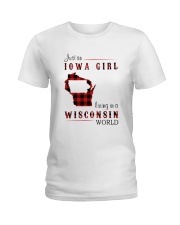 IOWA GIRL LIVING IN WISCONSIN WORLD Ladies T-Shirt thumbnail