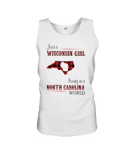 WISCONSIN GIRL LIVING IN NC WORLD Unisex Tank thumbnail