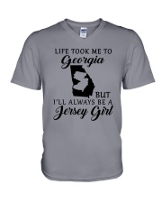 LIFE TOOK ME TO GEORGIA BUT BE A JERSEY GIRL V-Neck T-Shirt thumbnail