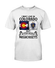 LIVE IN COLORADO BEGAN IN MASSACHUSETTS Classic T-Shirt tile