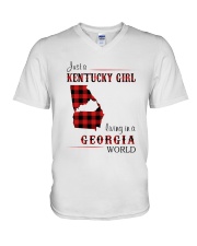 KENTUCKY GIRL LIVING IN GEORGIA WORLD V-Neck T-Shirt thumbnail