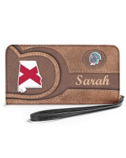 Personalize Name Alabama Leather Women's Clutch Purse Horizontal front