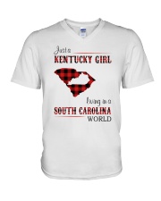 KENTUCKY GIRL LIVING IN SOUTH CAROLINA WORLD V-Neck T-Shirt tile