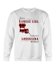 KANSAS GIRL LIVING IN LOUISIANA WORLD Crewneck Sweatshirt tile