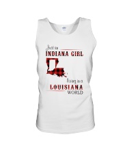INDIANA GIRL LIVING IN LOUISIANA WORLD Unisex Tank thumbnail