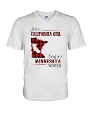 CALIFORNIA GIRL LIVING IN MINNESOTA WORLD V-Neck T-Shirt thumbnail