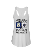 LIVE IN CONNECTICUT BEGAN IN MASSACHUSETTS Ladies Flowy Tank tile