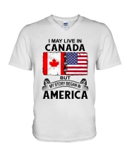 LIVE IN CANADA BEGAN IN AMERICA ROOT WOMEN V-Neck T-Shirt thumbnail