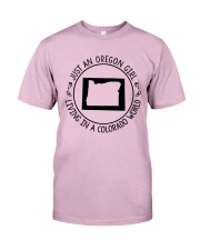 OREGON GIRL LIVING IN COLORADO WORLD Classic T-Shirt thumbnail