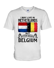 LIVE IN NETHERLANDS BEGAN IN BELGIUM V-Neck T-Shirt tile