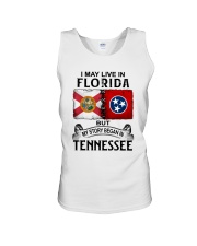 LIVE IN FLORIDA BEGAN IN TENNESSEE Unisex Tank tile