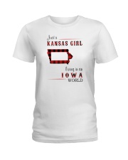 KANSAS GIRL LIVING IN IOWA WORLD Ladies T-Shirt thumbnail