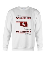 WYOMING GIRL LIVING IN OKALHOMA WORLD Crewneck Sweatshirt thumbnail