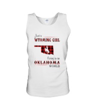 WYOMING GIRL LIVING IN OKALHOMA WORLD Unisex Tank thumbnail