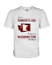 MINNESOTA GIRL LIVING IN WASHINGTON WORLD V-Neck T-Shirt thumbnail