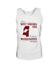 WEST VIRGINIA GIRL LIVING IN MISSISSIPPI WORLD Unisex Tank thumbnail