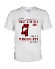 WEST VIRGINIA GIRL LIVING IN MISSISSIPPI WORLD V-Neck T-Shirt thumbnail