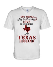 He Sent Me My Texas Husband V-Neck T-Shirt tile
