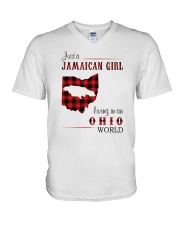JAMAICAN GIRL LIVING IN OHIO WORLD V-Neck T-Shirt thumbnail