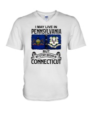 LIVE IN PENNSYLVANIA BEGAN IN CONNECTICUT V-Neck T-Shirt tile