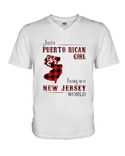 PUERTO RICAN GIRL LIVING IN NEW JERSEY WORLD V-Neck T-Shirt thumbnail